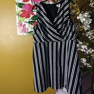 Elle black & white striped dress